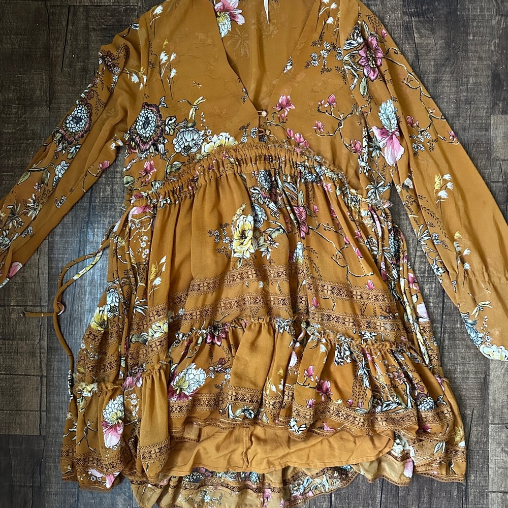 Floral Mustard Long Sleeve Women's Top